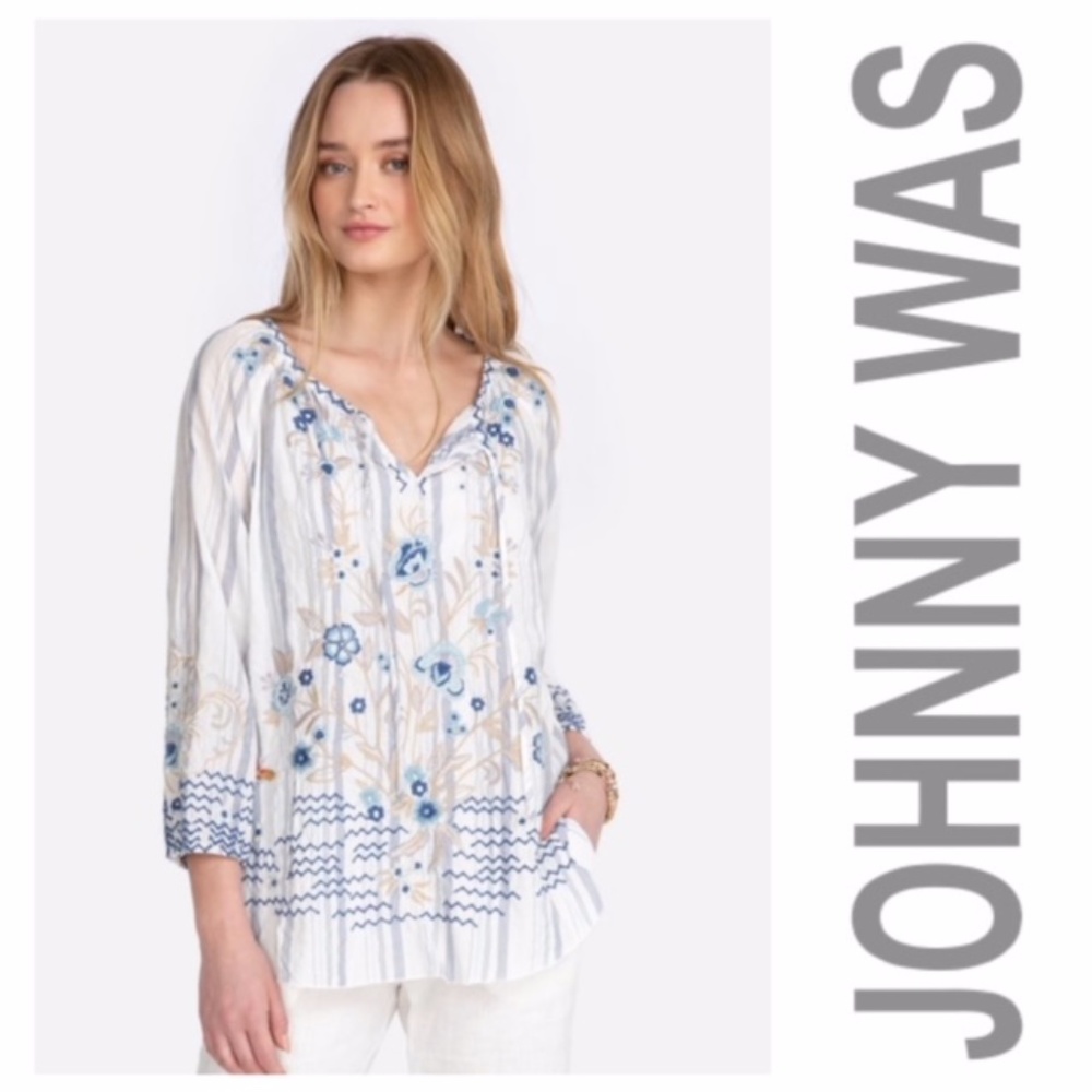 COPY - JOHNNY WAS SHILON PEASANT BLOUSE COTTON TOP